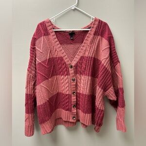 Torrid Cable-Knit Boyfriend Pink Button Up Cardigan